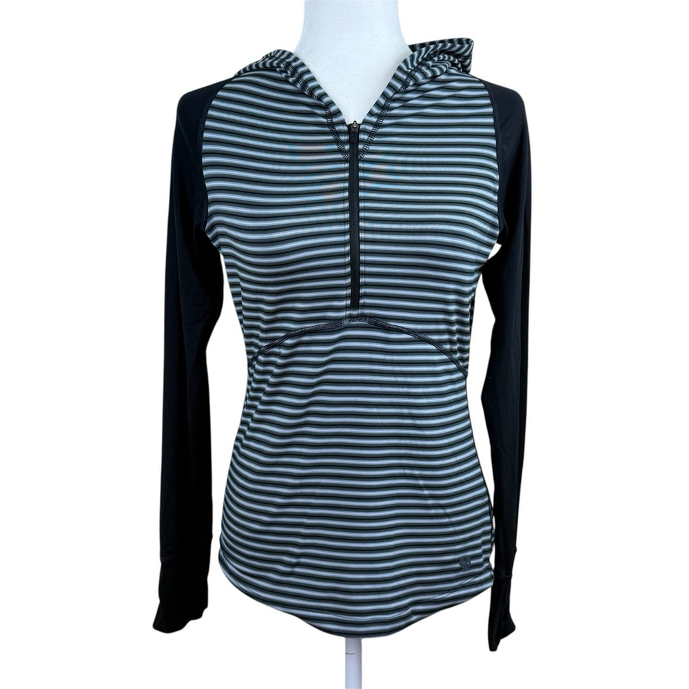 Mountain Hardwear Butterlicious Hooded Shirt SMALL Black Gray Long Sleeve - Picture 2 of 8